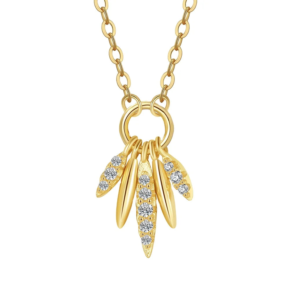 RINNTIN APN38 Vintage 1970's 925 Sterling Silver Gold Cluster Strand Seed Pod Floral Botanical Jewellery Pendant Chain Necklace