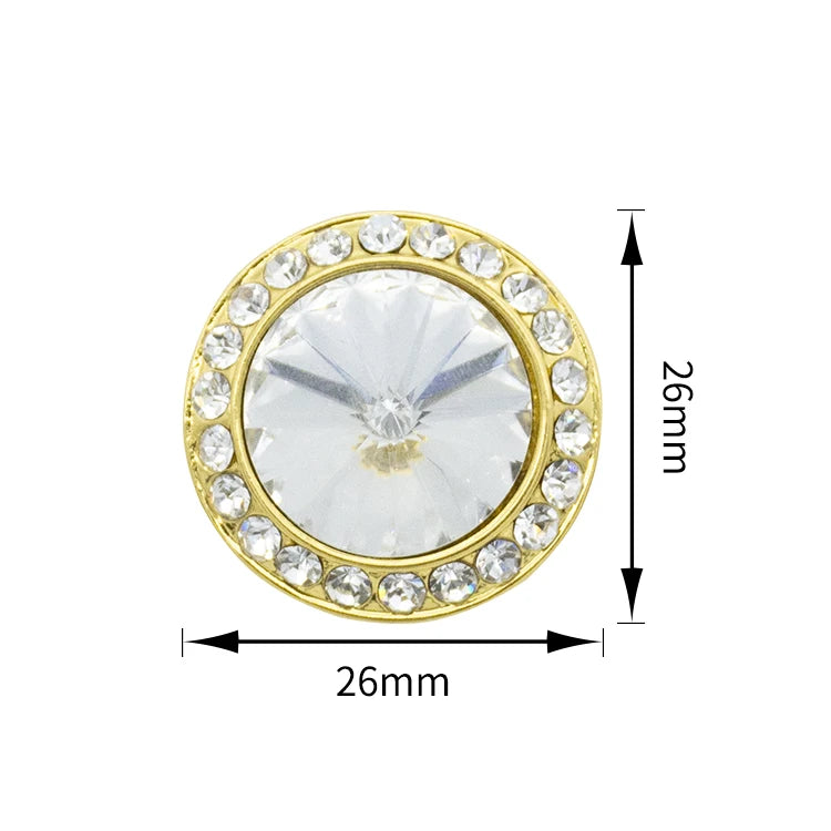 Fancy Colorful Clear Faceted Round Crystal Alloy Glass Rhinestone Shank Plating Button for Clothes