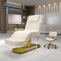 Popular Style Gold Base Electric Facial Chair Massage Bed With Foot Control Reclinable Massage Lifting Table Customized