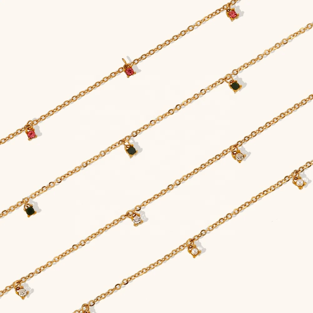 Dingran 2024 Women's Fashion Stainless Steel Necklace with Zircon 18K Gold Plated Link Chain Stylish Bijoux Inoxydable Acier