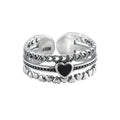 SC Hot Selling Three Layer Ring  Open Adjustable Ring Set Fashion Luxury Jewelry Retro Black Heart Rings for Women