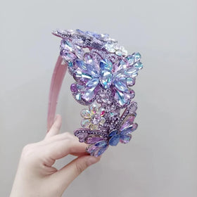 New butterfly Hair Band Super Shiny Head Band Full Diamond Hair Accessory Women's Handmade Wide Edge Anti slip Tooth Headband