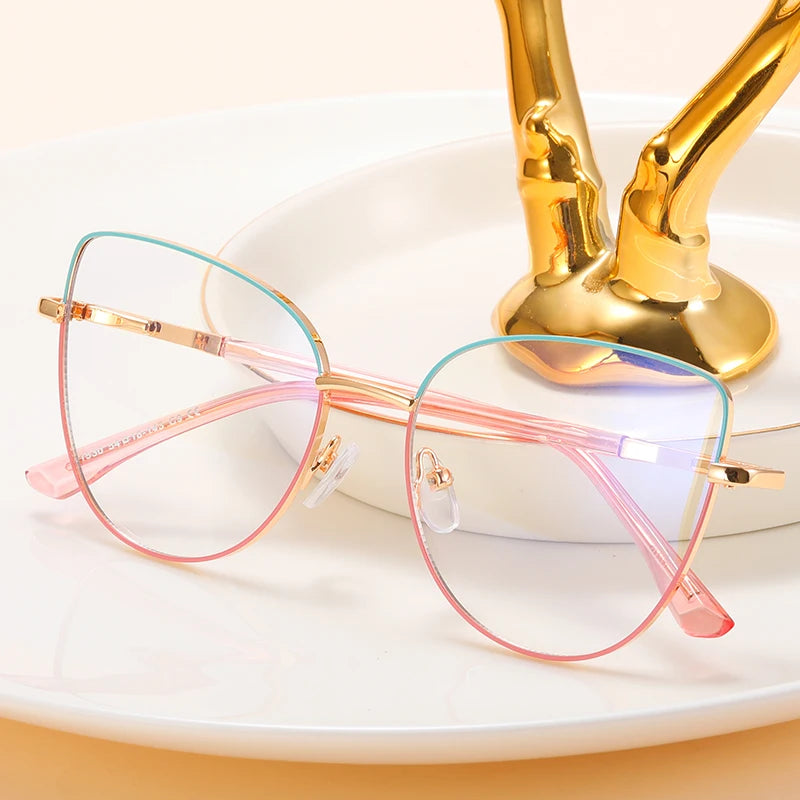 81530 Women Cat Eye Eyeglasses Anti-Blue Light Rays Computer Optical Spectacle Frame Transparent Glasses Female Clear Lens