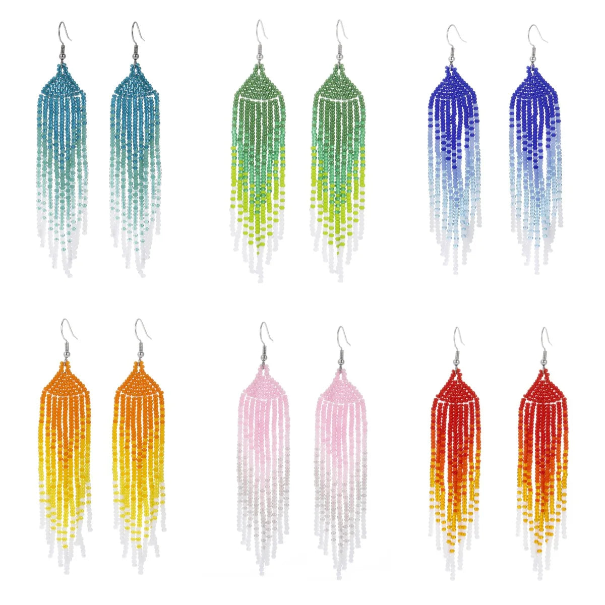 Wholesale Boho Y2K Jewelry 2025 Ladies Women Mardi Gras Handmade Unique Miyuki Long Drop Tassel Seed Bead Earrings