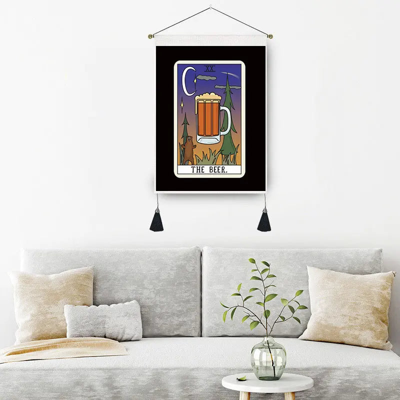 35*50cm Custom Buddha Statue Tapestry Tarot Sun Nordic Home Decor Cotton Linen Tassel Bedroom Stick Wall Hanging Art Painting