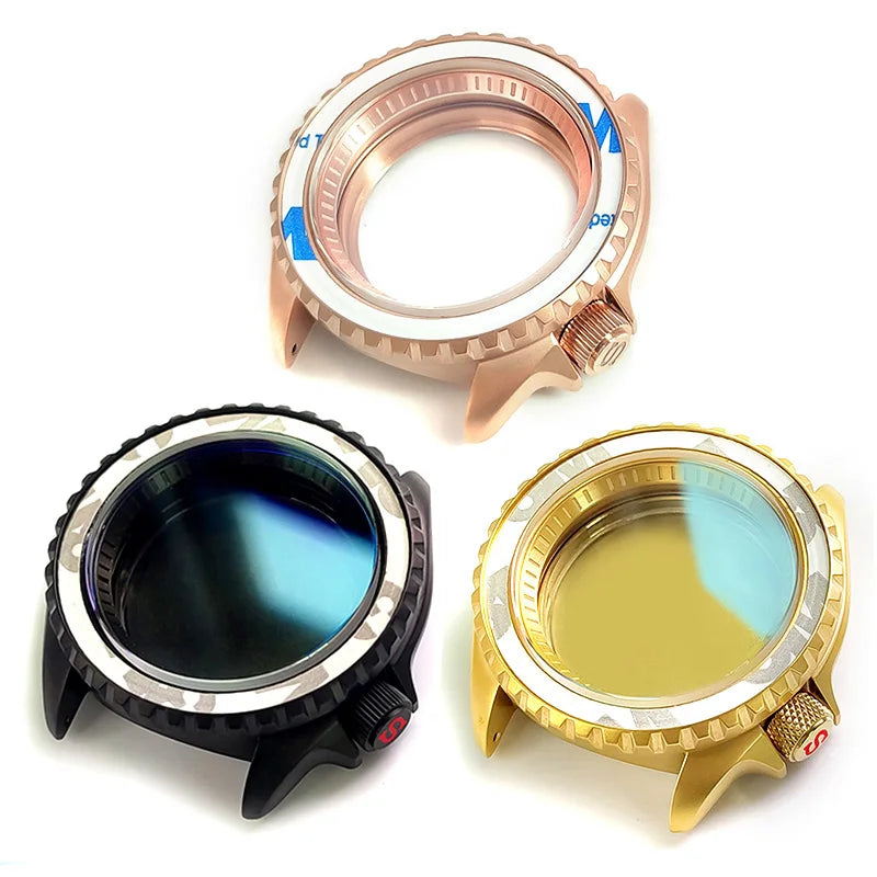 Custom 42mm Ceramic Bezel Insert Watch Case with Mineral Glass Stainless Steel Case Cover for NH35 36 Movement Wristwatch Parts