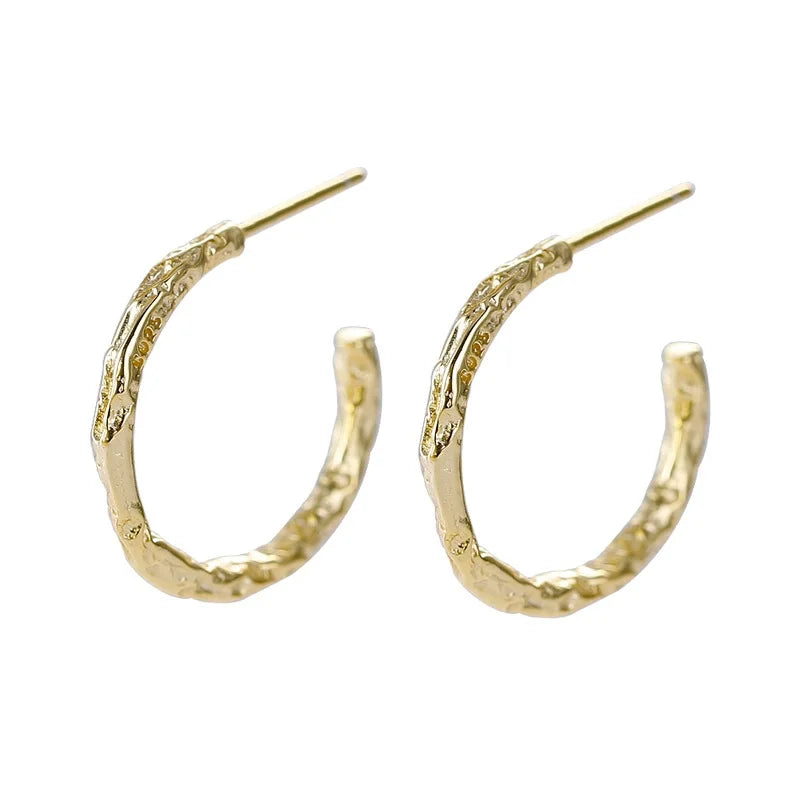 925 Silver Gold Plated Minimalist Big Size Hoop Earrings