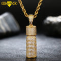 New Design Wholesale Bling Gold Plated Brass Cubic Zircon Men's Hip Hop Necklace Jewelry Crystal Vacuum Cup Necklace Pendant