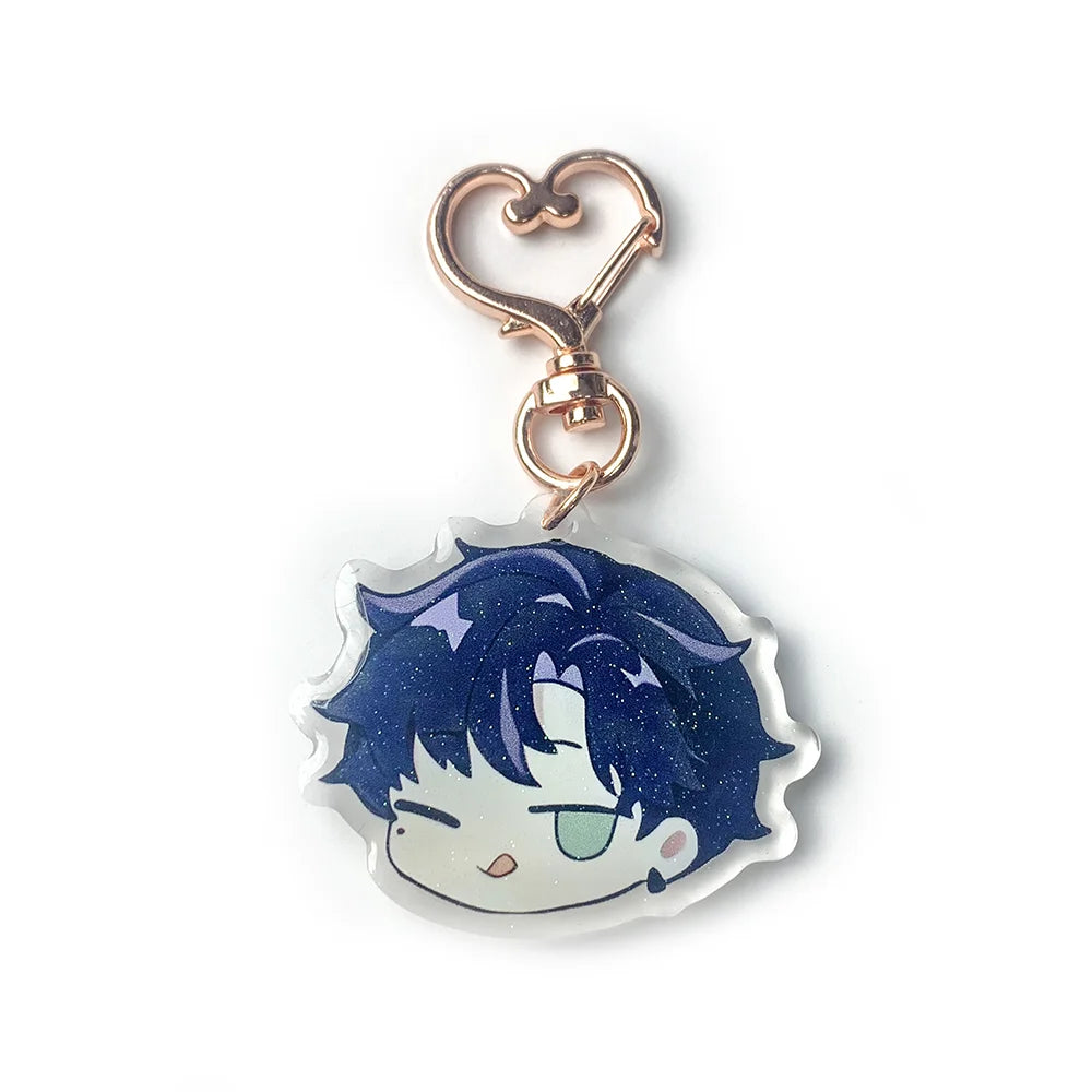 Custom Rainbow Plastic Clear Amulet with Glitter Acrylic Keychain