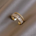 2021 New Gothic Finger Jewelry Luxury Zircon Gold Double Student Opening Rings for Women Girls
