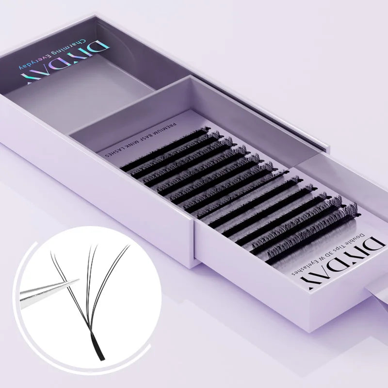 DIYDAY 3D Clover W Shape C D Curl Individual Mink Lashes Extension Other Eyelashes for Wholesale