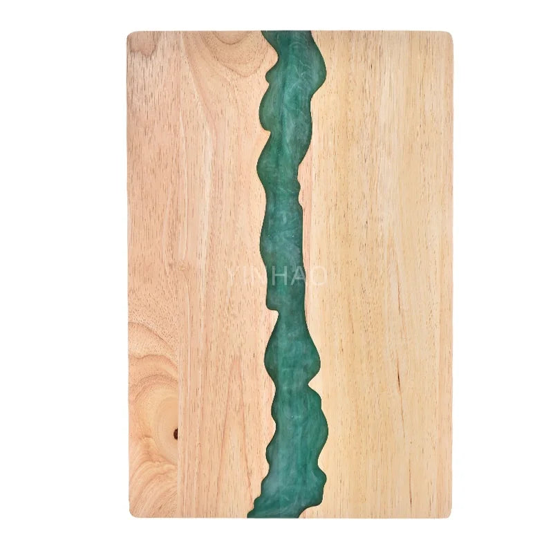 Customized Laser Logo Green/Blue Resin River Cutting Board Acacia Wood and Epoxy Resin Cutting Board
