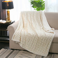 Custom Size Modern Four Seasons Super Warm Double-Deck Flannel Sherpa Fleece Solid Color Throw Blanket