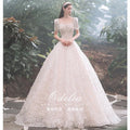Elegant Luxury High-End Lace Flower Sequined Beaded Short Sleeve Square Collar Ball Gown Lace Chapel Train Bridal Wedding Dress