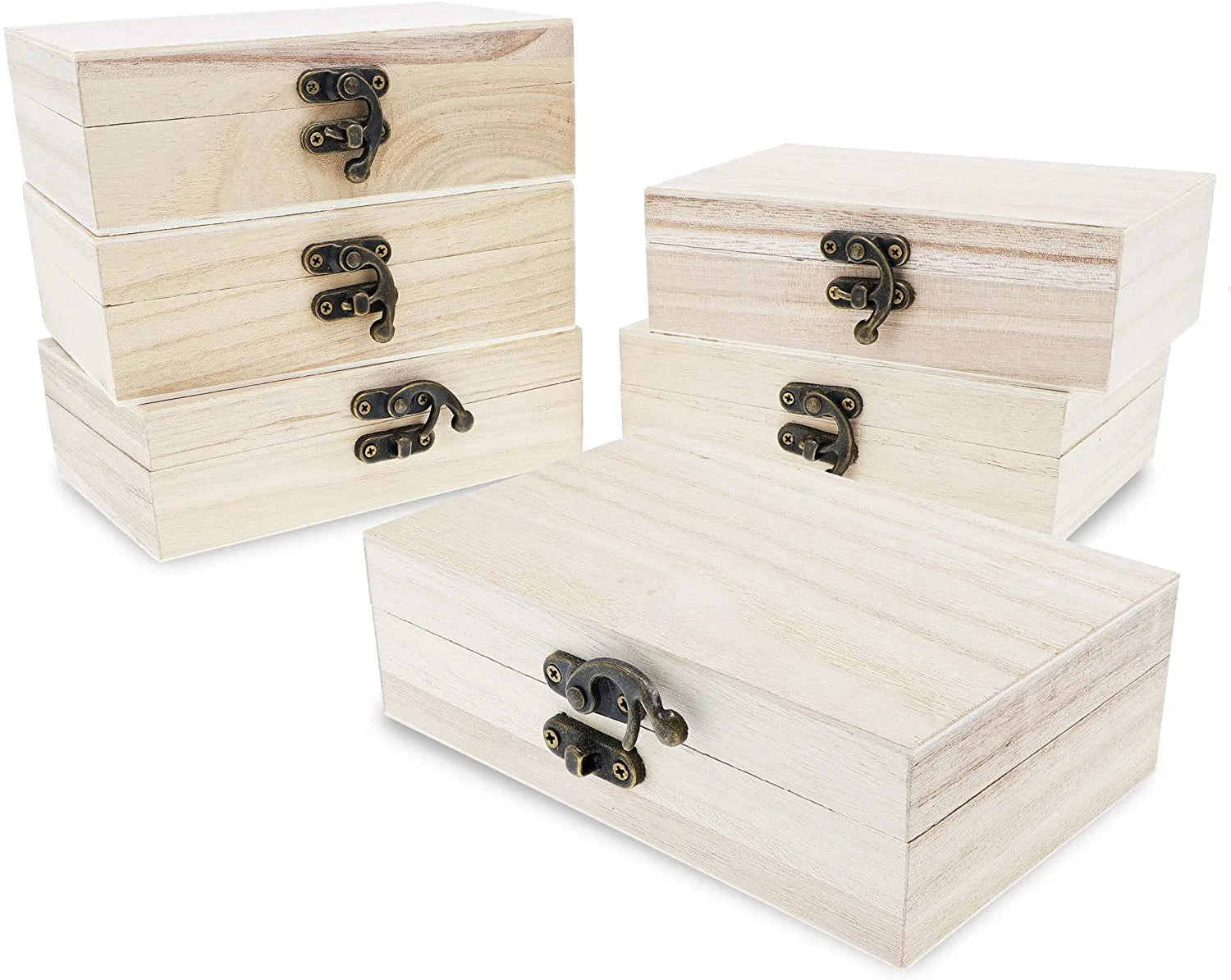 Unfinished Wooden Box With Hinged Lid for Crafts DIY Storage Jewelry Pinewood Box