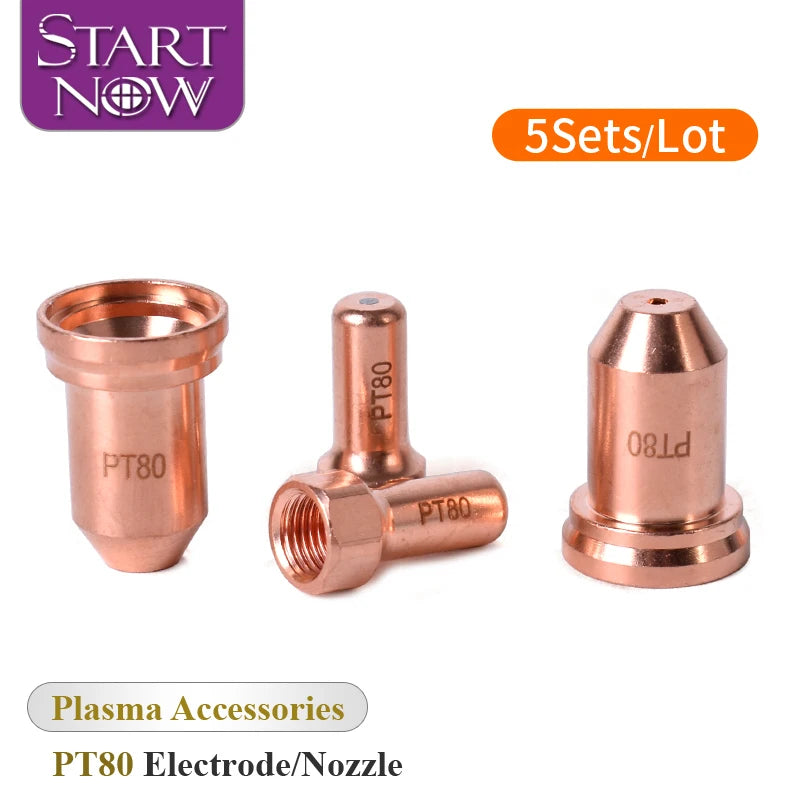 Startnow 5 Sets/Lot PT80 Plasma Nozzle Electrode Cutting Torch Shield PT 80 PTM80 Plasma Consumables Parts Kit