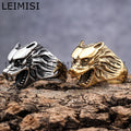 Vintage Animal Wolf Head Biker Mens Signet Ring Retro Stainless Steel Biker Gothic Jewelry for Men Women