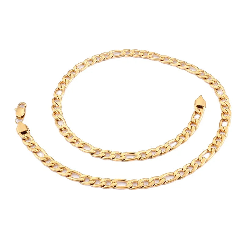 Latest Personalized Stainless Steel Figaro Chain Gold Plated Necklace with High Quality
