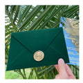 Luxury Classic Green Velvet Envelope Covers Mariage Quinceanera Acrylic Wedding Invitation Card With Wax Seal