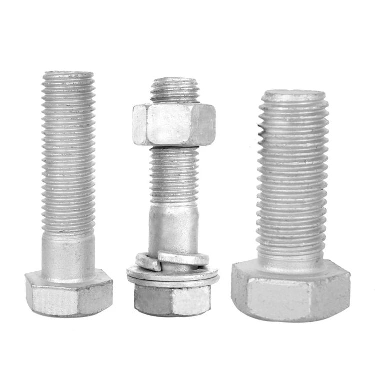 M20 M22 M24 M27 M30 M36 M39 M42 M45 M48 M52 DIN 933 931 Hot Dip Galvanized Hex Bolts Sets With Nuts Washers