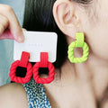 28 Colors Square Semi-circle Spliced Spray Paint Earrings Candy Colored Exaggerated Earrings Acrylic Earrings for Women Girl