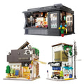 City Street Building Blocks with USB Lights C66005-C66007 Plastic House Architecture Coffee Shop Assembly Model Toys Bricks