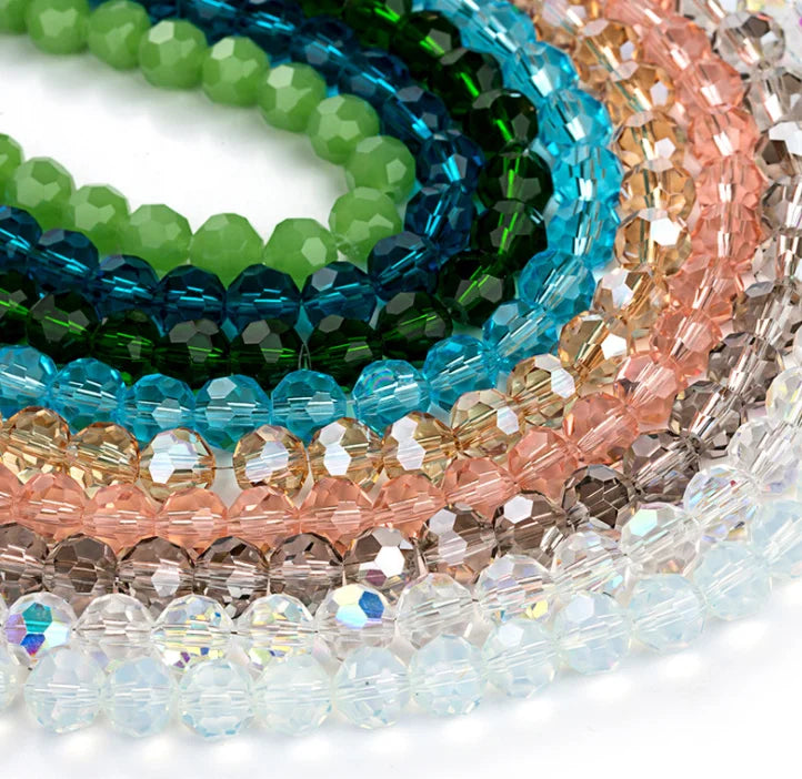 4mm 6mm 8mm Stock Supply 32 Faceted Glass Round Beads Crystal Loose Beads for Jewelry Making