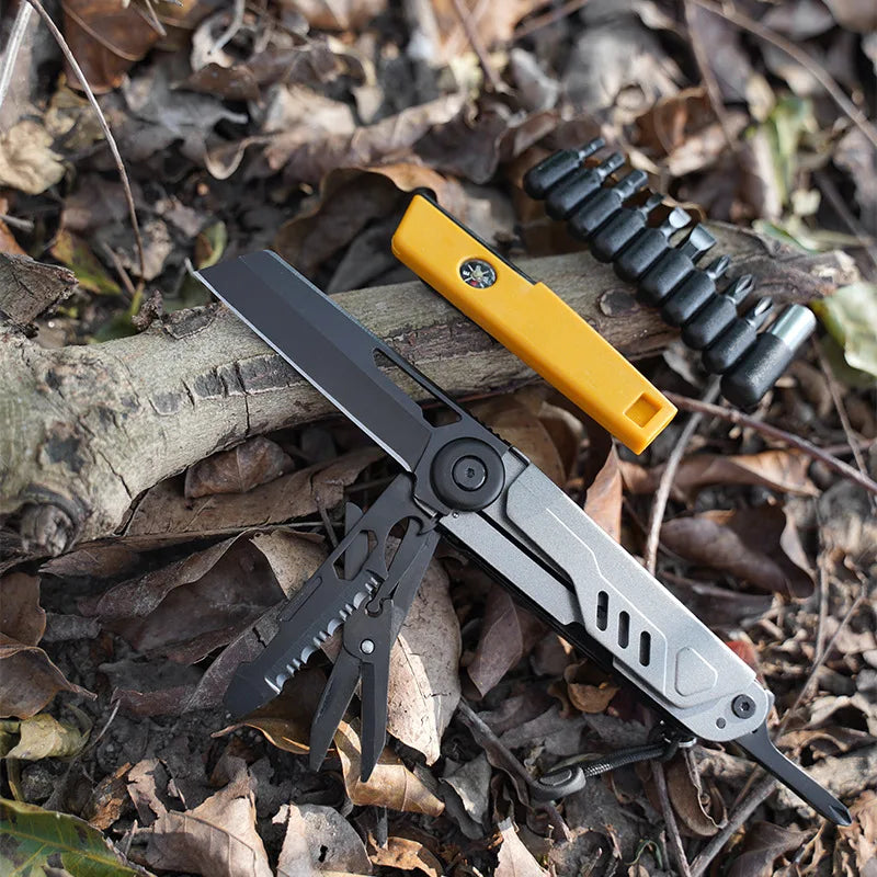 SK52DR Camping Survival Gear Convenient Multi Tools Kit Folding Knife Scissors 11 in 1 Versatile Multitool Detachable Tool Beads