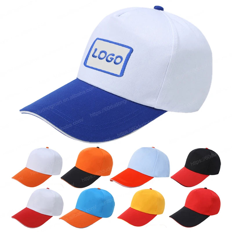 Custom Flat Embroidery Logo Two Tone 100% Cotton Sport Baseball Caps 5 Panel Blank Plain Snapback Hats