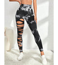 Tummy Control Custom Tie Dye Sexy Hollow Out Scrunch Butt Lift Gym Seamless Women Yoga Pants Leggings