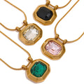 Lady's Jewelry Colorful Cubic Zircon 18K Gold Plated Stainless Steel Round Snake Chain Necklace Jewelry Women