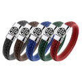 Fashion Luxury Men'S Magnetic Clasp Vintage Stainless Steel Cross Leather Bracelets Braid Bracelets & Bangles
