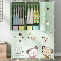 Good Quality PP Folding Plastic Modern Home Children's Wardrobe Baby 12 Cubes Lovely Stickers Portable Kids Closet