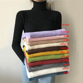 Unisex Custom Logo Turtleneck Pullover Sweater Wholesale Long Sleeve Knitwear for Women Men Casual Style Girl Knitted Sweater