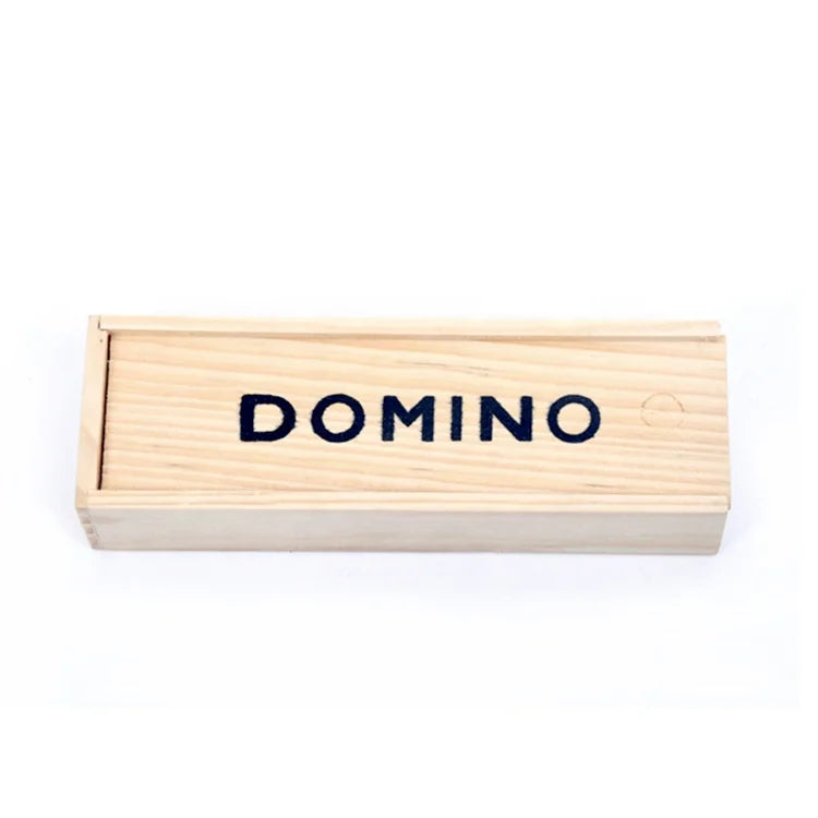 Wooden Dominoes Game Set of 28 Tiles with Storage Box Black/Natural Wood Customizable Block Games for Adults & Kids
