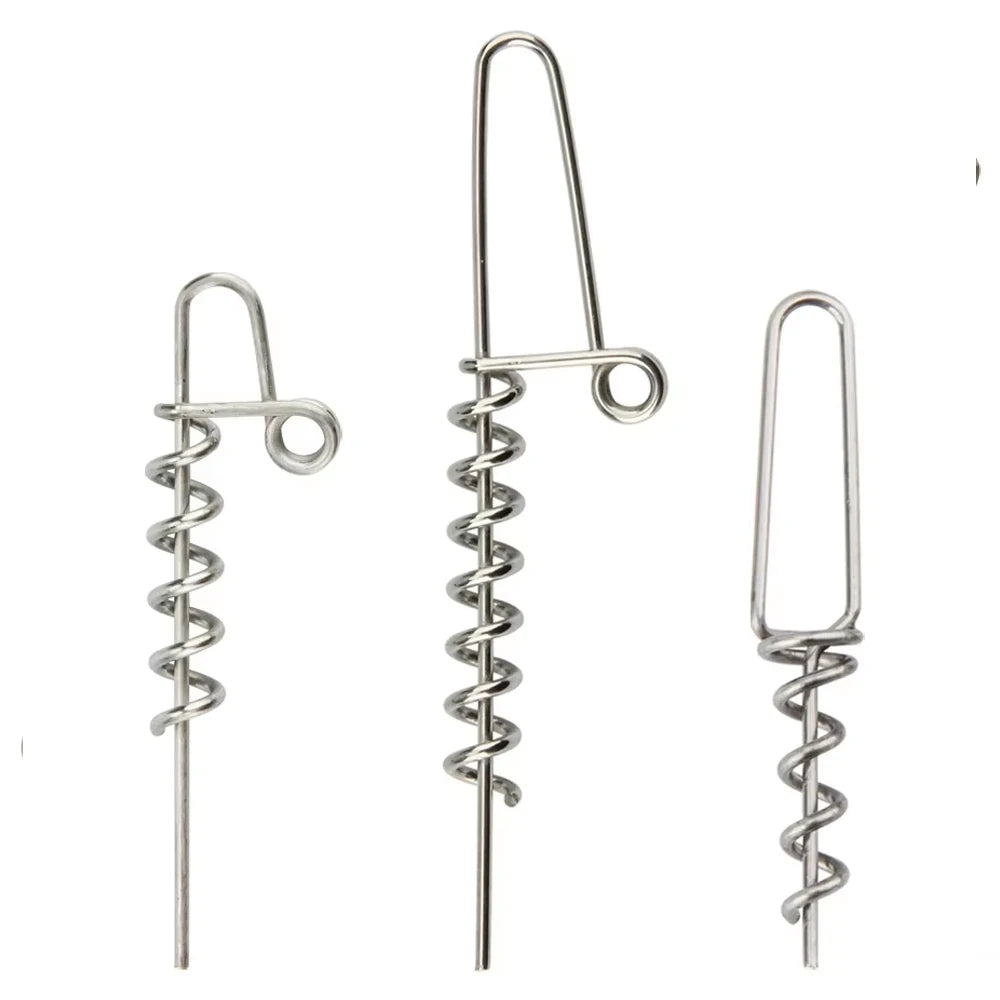 Spinpoler Rubber Softbait Spirals Stainless Steel Soft Lure Spring Lock Pin Pike Fishing Crank Hook Screw Head Bait Connector