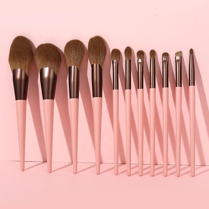 Wholesale 12 Pcs/set Pink Luxury Travel Make up Brush Set Custom logo Face Makeup Brush Sets Tool Professional Foundation Brush