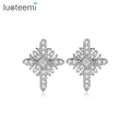 LUOTEEMI Wholesale New Style White Gold Cross Cubic Zircon Clear Diamond for Women Girls Evening Party Luxury Jewelry Earrings
