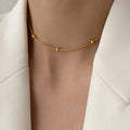 Stainless Steel Multi Beads Round Snake Chain Necklace 18K Gold Plated Choker Necklaces Unisex Plain Trendy Minimalist Jewelry