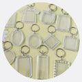100Pcs Assorted Clear Double Sided Blank Photo Frame Keychain Picture Frame Keyrings With Split Rings for Jewelry Making