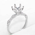Sterling Silver 8mm/2CT Semi Mount Ring Frame Blank Claw Setting Base Holder Without Main Stone for Moissanite Diamond DIY Inlay