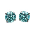925 Sterling Silver 8mm Zirconia Diamond Stud Earrings for Women Blue Green Trendy Styling for Wedding Engagement Party Gift