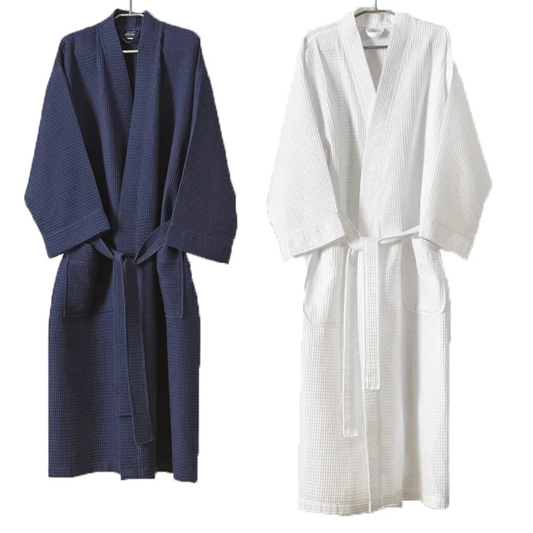 Luxury White Spa Hotel Bathrobes Custom Kimono Waffle Weave Bath Robe