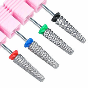 Tapered Barrel Bits 24mm Long Tungsten Steel Nail Drill Bits Silver Durable Milling Cutter Carbide Manicure Accessories Tools