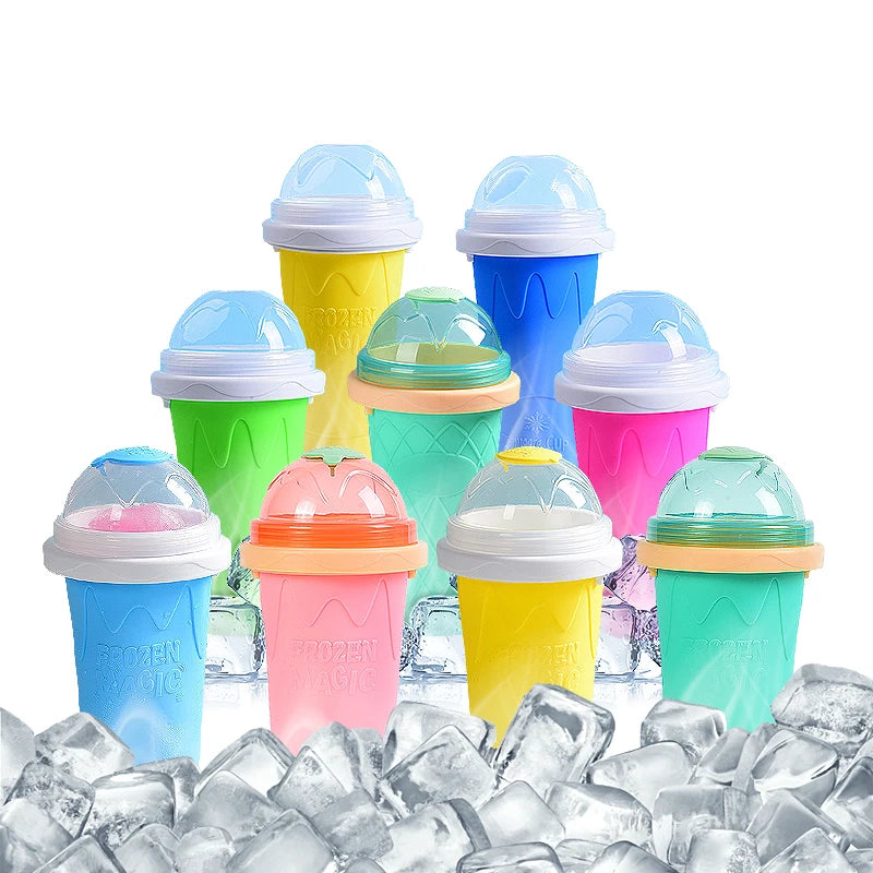 Silicone Food Grade Eco-Friendly Custom Logo Frozen Slushie Squeeze Maker Cup Magic Slushy Cup