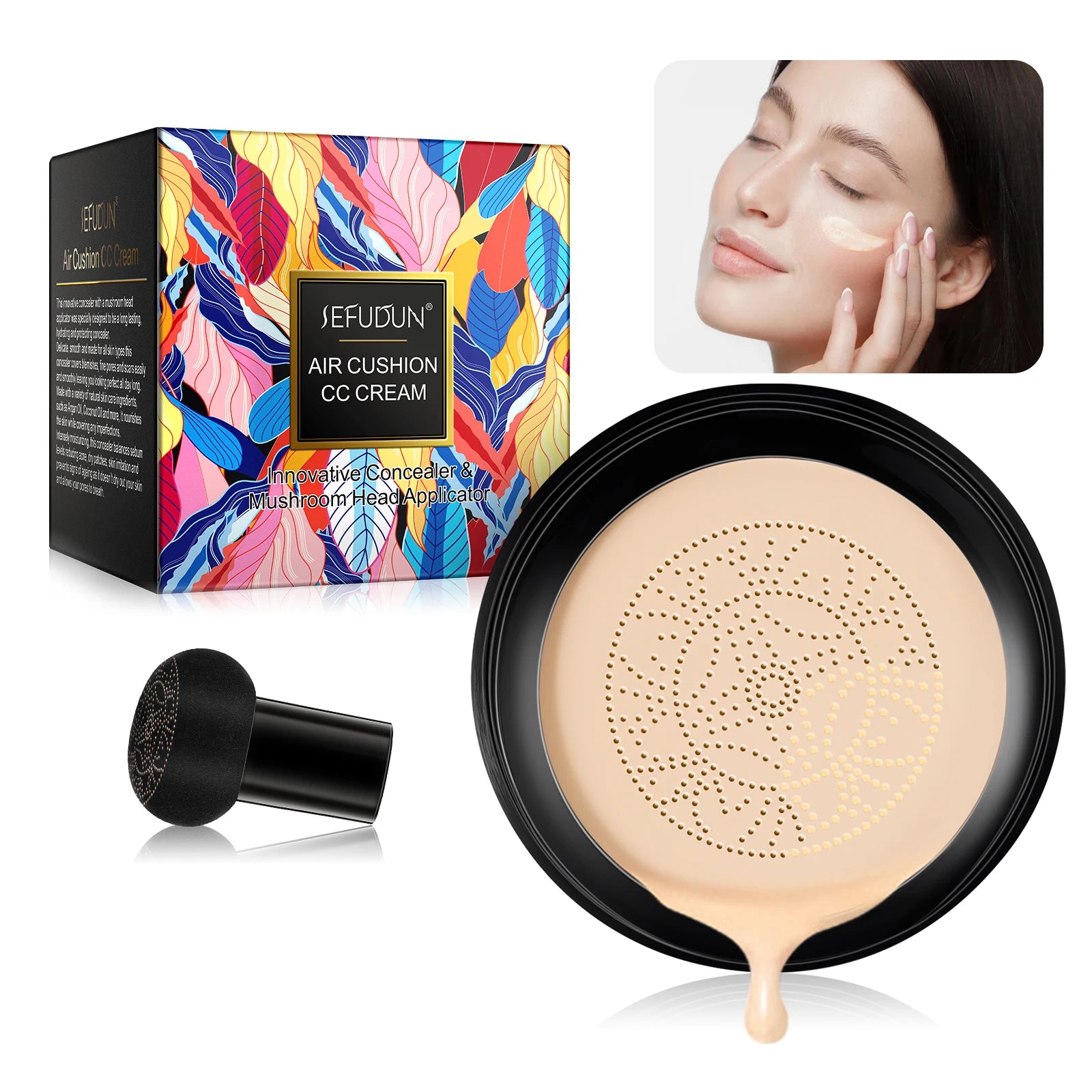 SEFUDUN Mushroom Head Moisturizing Make up Air Cushion Cc Cream Foundation