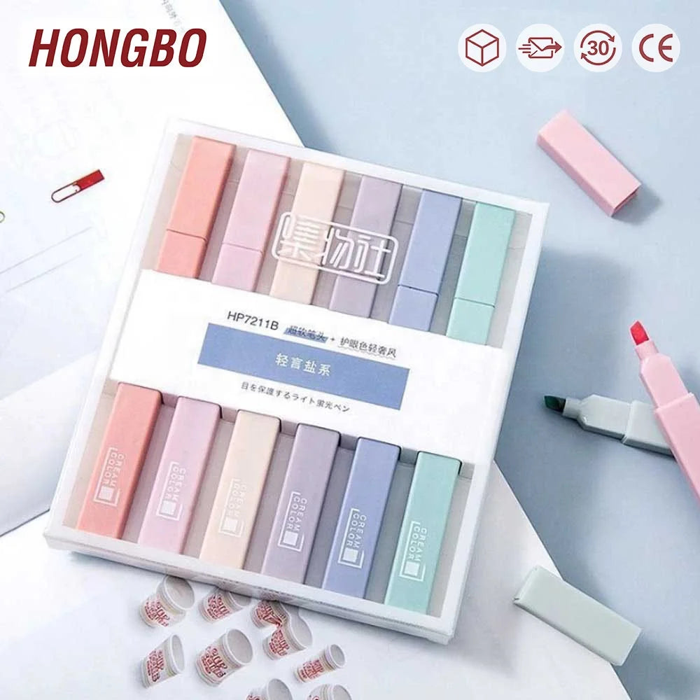Highlighters Colored Fluorescent Pen Stationary Highlighter Palette 6 Colors Custom Set Novelty OEM Customized Logo Style School