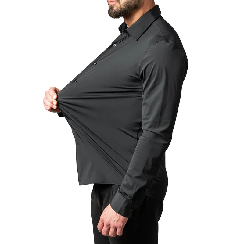 Wholesale Men's Four Way Stretch Custom Design  Dress Shirts Elastic Spandex Shirts for Men