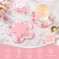 Soft Pvc Tea Cup Mat Creative Tea Solid Flower Crystal Epoxy Resin Coaster Set Wood Resin Coaster