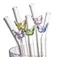 Reusable Borosilicate Butterfly Mushroom Glass Drinking Straws High Temperature Resistance Clear Colored Bent Cocktail Straw